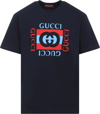 Gucci Hombre, Camisetas, Azul, Talla: L