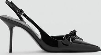 Mango Scarpe tacco vernice fiocco nero - Donna - 35 - MANGO