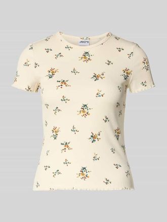Jake*s Casual Regular Fit T-Shirt mit floralem Allover-Print in Ecru, Gr&ouml;&szlig;e XXL