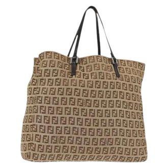 Fendi Pre-owned Tote Bags, female, Beige, Size: ONE SIZE Pre-owned Canvas Tote Bag