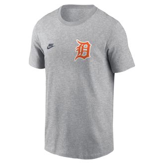 Nike Detroit Tigers Cooperstown 2-Hit Large Logo Nike Mens MLB T-Shirt in Grey | N19906GD61-VFA