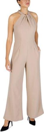 Julia Jordan Halter Neck Wide Leg Jumpsuit in Latte at Nordstrom Rack, Size 10