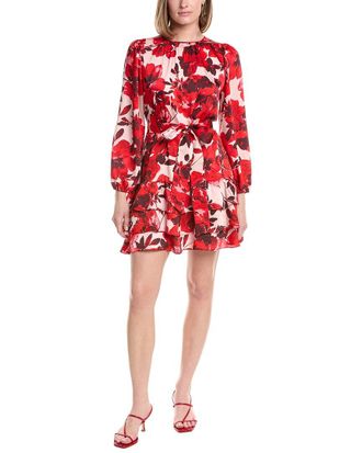Anne Klein Blouson Sleeve Tiered Flounce Mini Dress
