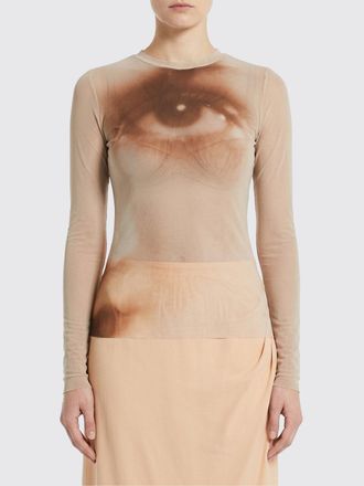 Jean Paul Gaultier Graphic Print Long-Sleeved Top in Sheer Nylon