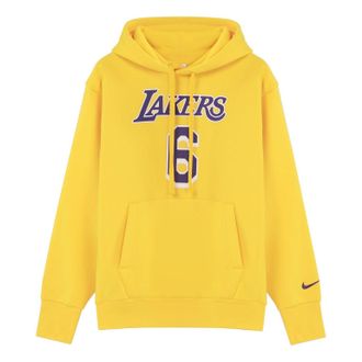 Nike Mens Nike Los Angeles Lakers Lebron James No. 6 Solid Color Alphabet Printing Pullover Fleece Lined Yellow DB1182-728