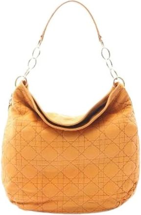 Dior Pre-owned Shoulder Bags, female, Orange, Size: ONE SIZE Pre-owned Cannage Leather Shoulder Bag