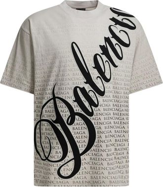 Balenciaga Big B T-shirt met ronde hals - Heren - Tops - Wit - Maat: S Katoen