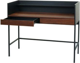 Hhg Scrivania pc laptop tavolino 234 99x120x50cm metallo nero legno scuro