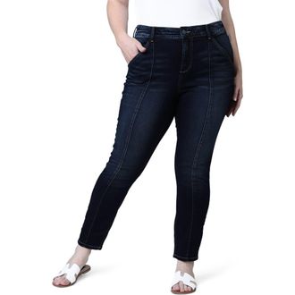 Slink Jeans Pintuck High Waist Ankle Slim Jeans in Brandy at Nordstrom, Size 14W