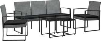 vidaXL Vidaxl - Set Comedor Jard&iacute;n 5 Pzas Cojines Pp Aspecto Rat&aacute;n Gris Oscuro