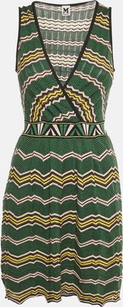 M Missoni Green Zig Zag Pattered Knit Mini Dress