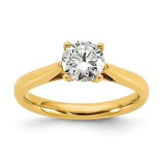 Diamond2Deal 14k Gold 1 Ct Lab Grown Diamond Round Solitaire Engagement Ring