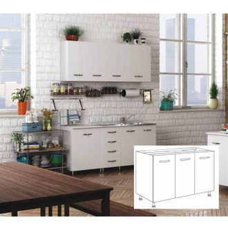 OEM Kit Cocina Base 3 Puertas 120x50xh85 Cm Sin Fregadero Blanco