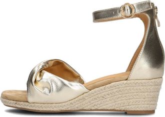 Omoda Schoenen, Dames, Geel, 36 EU, Leer, Gouden Espadrilles met Sleehak