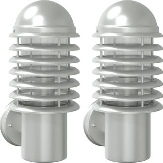 vidaXL Apliques de exterior 2 unidades acero inoxidable plateado vidaXL