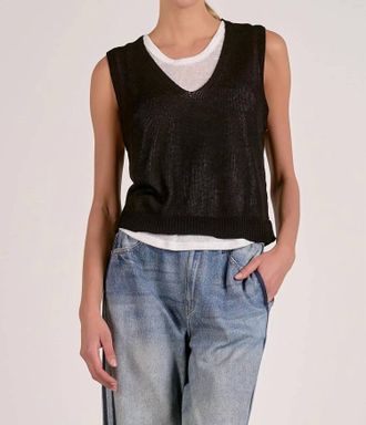 Elan Ashlyn Layered Sweater Tank Top In Black