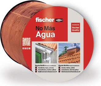 Fischer Cinta De Goma De Butilo Impermeable Autoadhesiva 10x10cm Para Tejado, Reparar Canalones, Chapas, Desag&uuml;es, Color Teja - Fischer