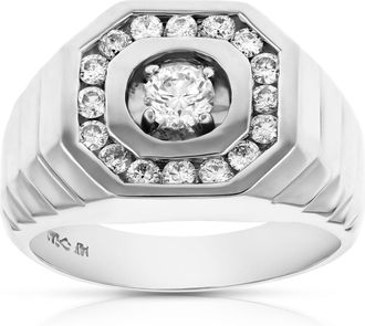Vir Jewels 1 cttw Mens Diamond Ring 14K White Gold Wedding Engagement Bridal Style