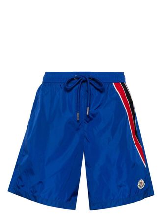 Moncler logo-patch swim shorts - Blue
