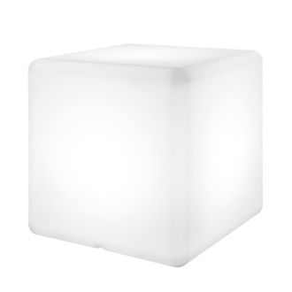 LOLAhome L&aacute;mpara exterior decorativa de pl&aacute;stico blanca de 40x40x40 cm