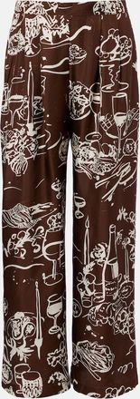 Asceno Isola printed silk twill wide-leg pants
