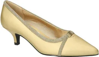 Easy Street Zayn Kitten Heel Pump in Gold Satin at Nordstrom, Size 7.5