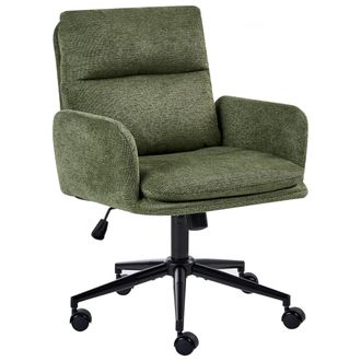 Beliani Silla De Oficina Tapizada En Tela Giratoria Ajuste De Altura Del Asiento Verde Constantia