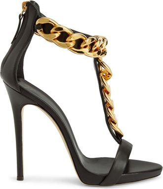 Giuseppe Zanotti 120mm Elsie chain sandals - women - Leather/Leather/Leather - 35 - Black