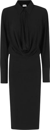Andamane Lilia midi jurk - Dames - Shirt Kleedjes - Zwart - M - Polyester - Kleedjes