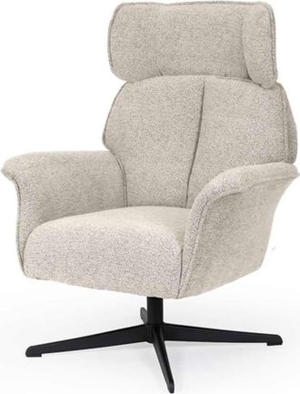 Koketto Home Butaca giratoria con reposabrazos en beige y patas de metal en negro