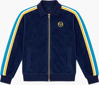 Sergio Tacchini Mens Sergio Tacchini Monte Velour Track Top Jacket Maritime Blue/Mango Mint - Navy - Size: 44/Regular