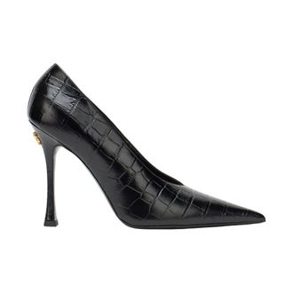 Roberto Cavalli Pumps, female, Black, Size: 9 US Croc-Embossed Pump With Monogram RC