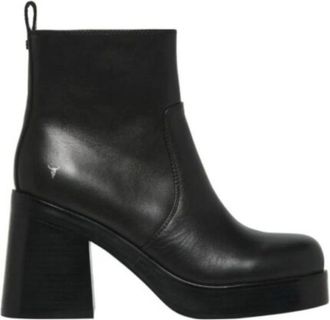 Windsor Smith Zwarte Leren Enkellaarzen - Dames - Laarzen met Hak - Zwart - 39 EU - Schoenen