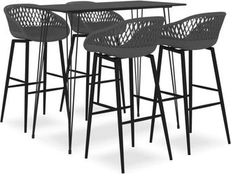 vidaXL 5 Piece Bar Set Black and Grey Vidaxl