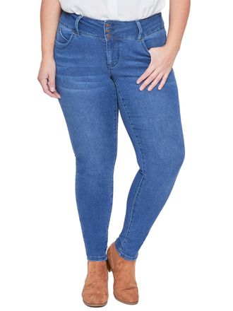 Royalty For Me Royalty for Me Womens Womens Plus Size Sustainable Wannabettabutt Jeans, Medium Blue, 14 Plus