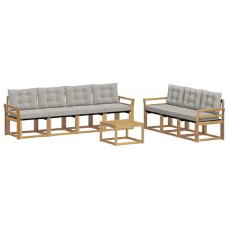 vidaXL Conjunto De Sof&aacute;s De Exterior 8 Pcs Blanco Y Gris Claro Vidaxl