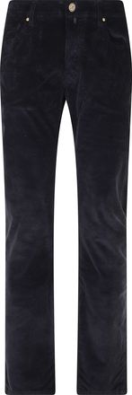 Jacob Cohen Navy Blue Bard Ribbed Corduroy Five-Pocket Straight-Leg Pants