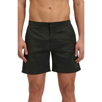 Sundek Back Elastic Waist Swim Trunks in Pine at Nordstrom, Size Medium