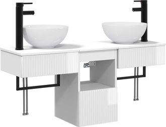 vidaXL Juego De Muebles De Ba&ntilde;o 3 Uds. Blanco Brillante Vidaxl