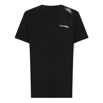 Plein Sport Tops, Heren, Zwart, XS, Katoen, T-Shirt Round Neck SS Scratch