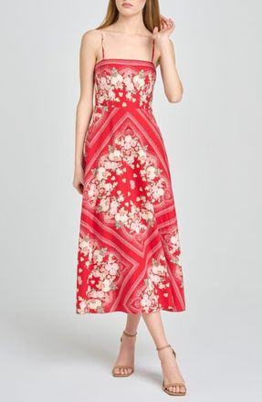 Wayf Josefina Floral Midi Dress in Red Scarf at Nordstrom, Size X-Small