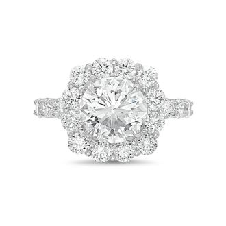 Diana M. Jewels Platinum 6.00cts Lab-Grown Round Diamond Halo Ring with Diamond Band