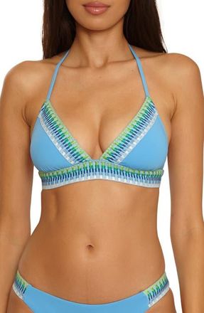 BECCA by Rebecca Virtue Fiesta Halter Bikini Top in Sky Blue at Nordstrom, Size Medium