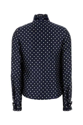 Valentino Garavani Womens Printed Satin Shirt Navybetulla Exterior: Silk Camicie
