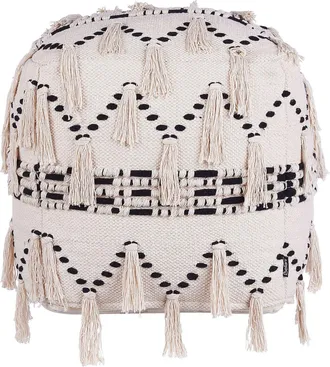 Beliani Beliani - Pouf In Cotone Beige/nero 50 X 50 Cm Thondi