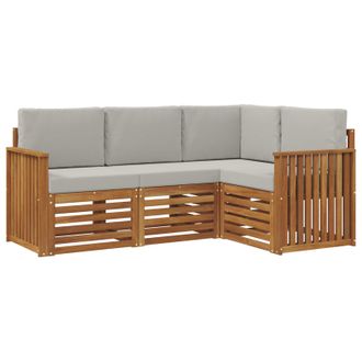 vidaXL Juegos De Sof&aacute;s Con Coj&iacute;n 4 Pcs Gris Natural Y Claro Vidaxl