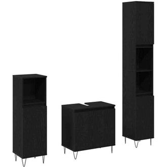 vidaXL Vidaxl - Juego De Muebles De Ba&ntilde;o 3 Pcs Roble Negro 30 X 30 X 190 Cm