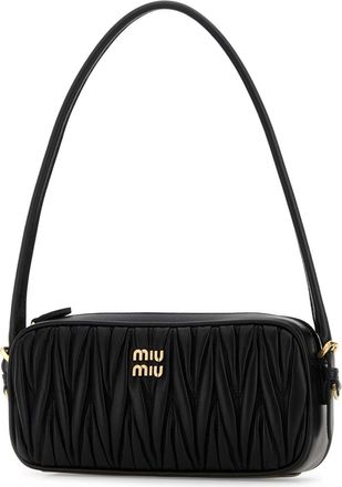 Miu Miu Lambskin Leather Shoulder Bag - Black