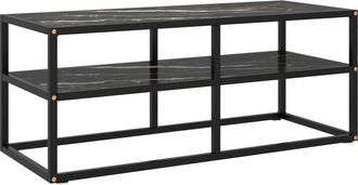 vidaXL Vidaxl - Mueble Para Tv Negro Con Vidrio De M&aacute;rmol Negro 100x40x40 Cm