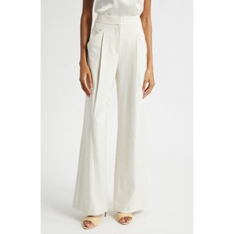 Veronica Beard Rimini Wide Leg Pinstripe Pants in Dove Multi at Nordstrom, Size 10